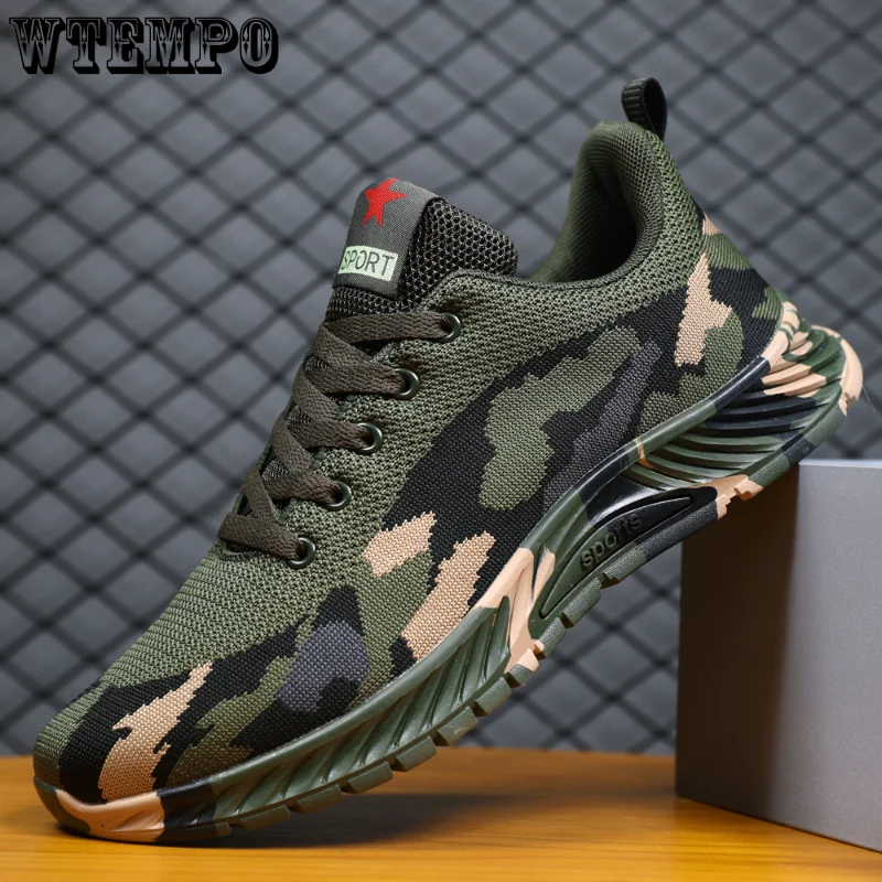

WTEMPO Camouflage Men's Shoes Running Sneakers Spring/summer Breathable Mesh Cloth Shoes Soft Soled Casual Shoes for Men