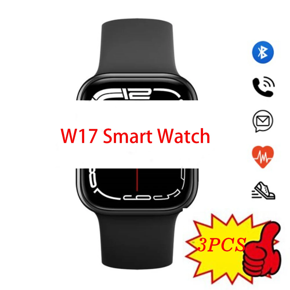 

3PCS Original IWO W17 Smart Watch Series 7 1.9 inch DIY Watchface Bluetooth Call Heart Rate Monitoring Smartwatch For Men Women