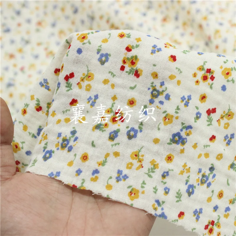 

Новая японская и Корейская маленькая цветочная ткань, двухслойная хлопковая креп-марля, домашняя одежда, пижамная ткань