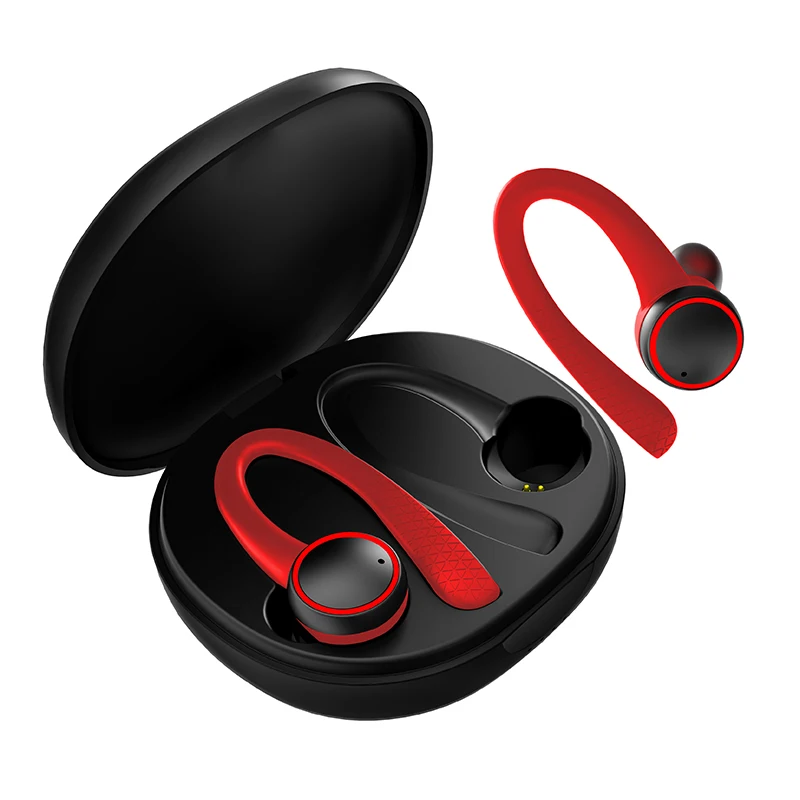 

TWS спортивные беспроводные наушники Bluetooth, наушники с ушным крючком и микрофоном, водонепроницаемые стереонаушники для бега с шумоподавлен...