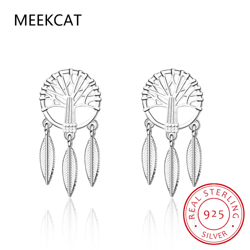 Настоящее серебро 925 пробы серьги Древо жизни для женщин серьги-гвоздики с