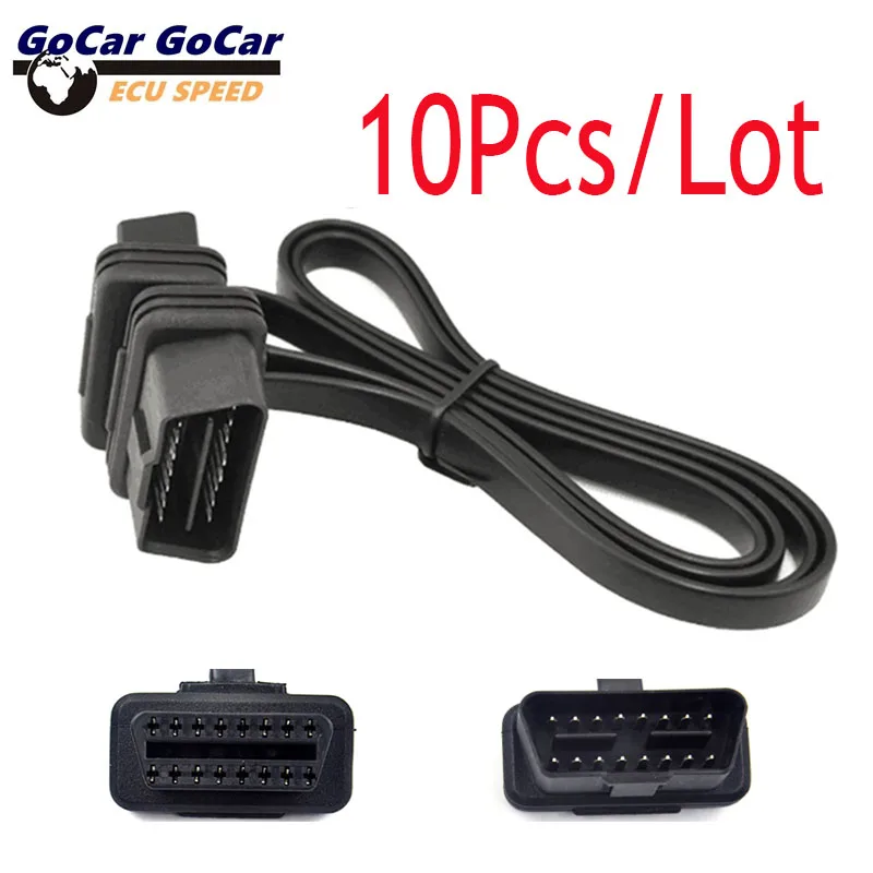

10Pcs/Lot 60/30CM Noodle Cable OBD 2 Male to Female Car Scanner Extension Cable Connector Diagnostic Tool Quality Assurance