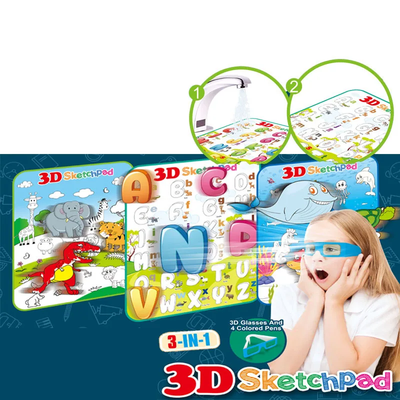 

Kids 3D Writing Board Board Painting English Colorful Animal Magnetic Graffiti Board Drawing Preschool Educational Toys Gifts