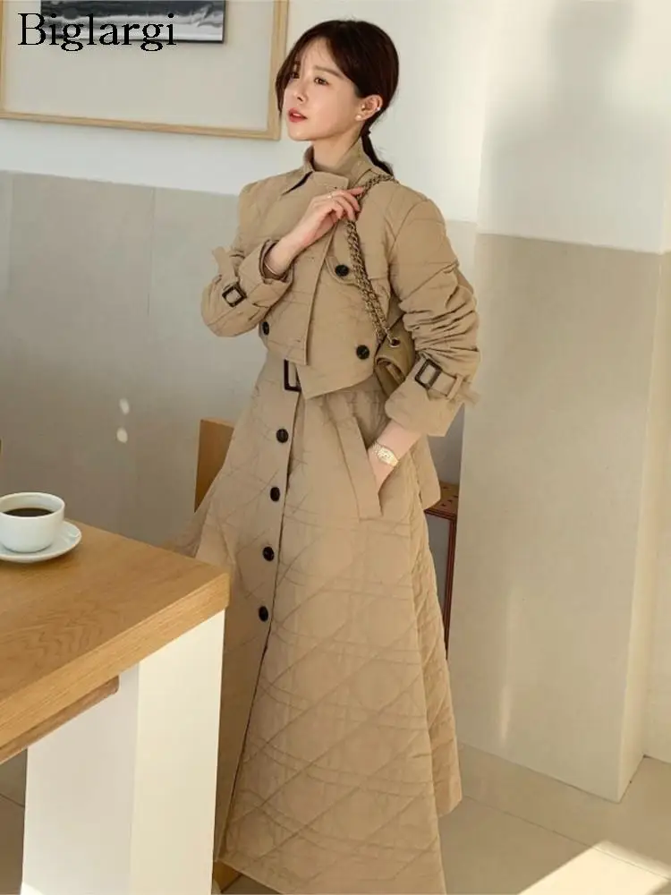 

Зимний хлопковый комплект из 2 предметов, женское Свободное длинное платье без рукавов в Корейском стиле, модное женское искусственное платье с длинным рукавом, 2023