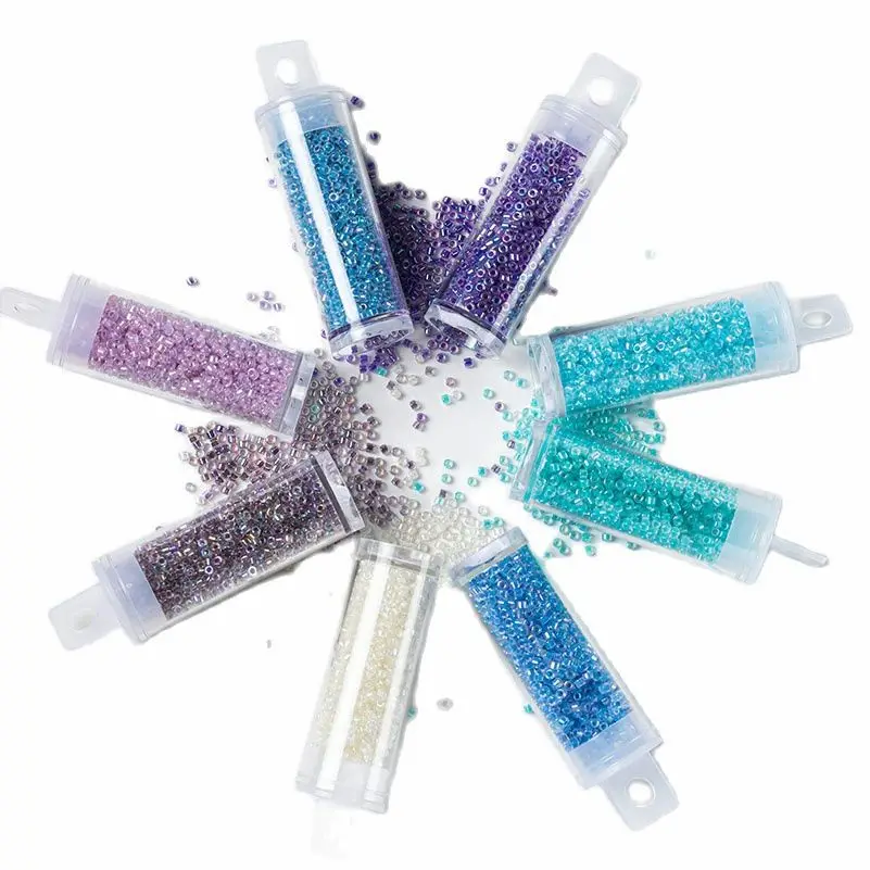 

Miyuki Delica Beads Dark Coral Lined Rainbow Crystal 2mm 10G/Tube Japan Glass Beads For Hand Embroidery French Luxury