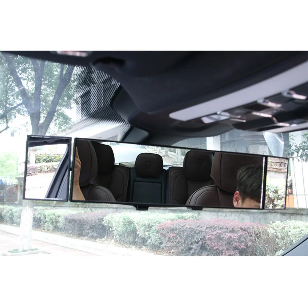 

Car Rear View Mirror Adjustable Large Three Folds Wide Angle Curved Surface Accessory Folding Retroreflector