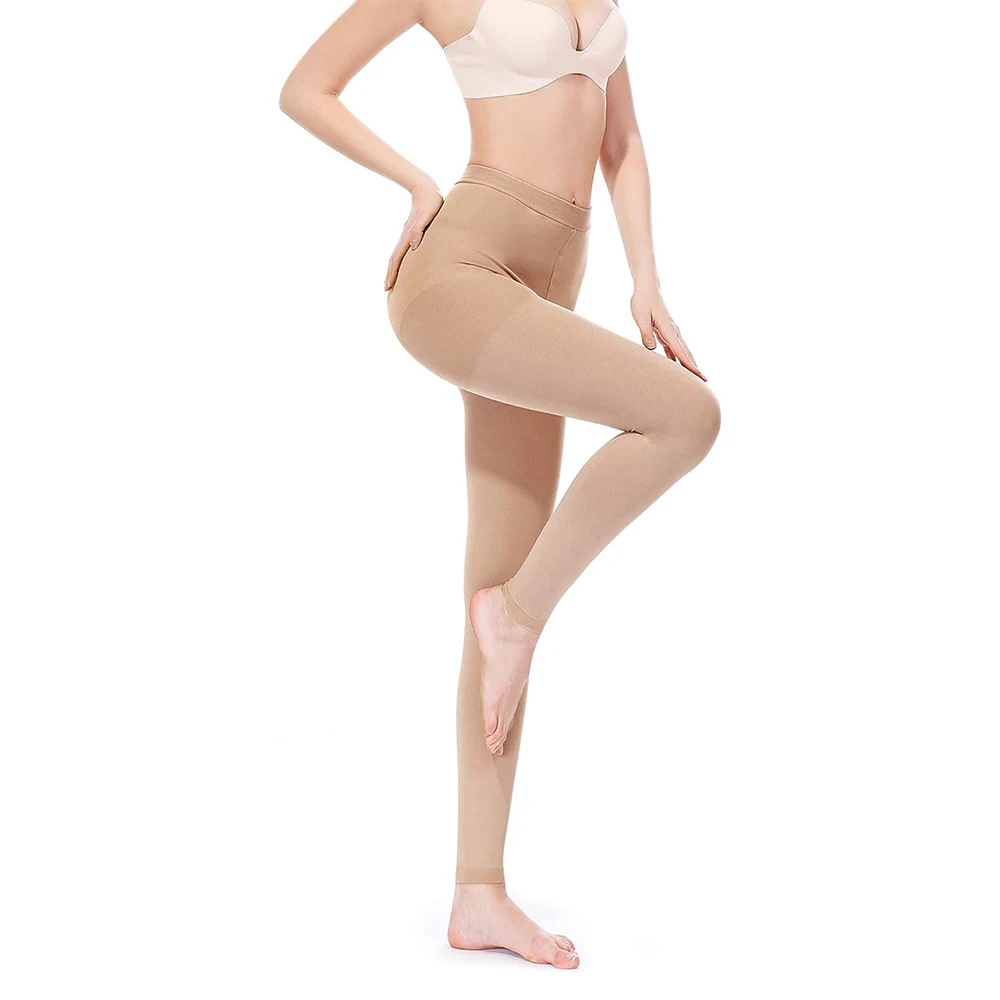 

34-46mmHg Slimming Compression Stocking Women Medical Varicose Vein Pantyhose Footless Opaque Support Firm Graduated Hose Tights