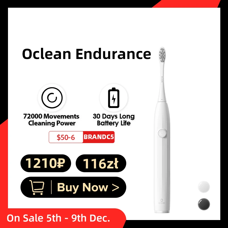 Oclean Endurance Smart Sonic Toothbrush Kit Set, Rechargeable, Automatic, Ultrasonic, Dental Whitener, Electric, 2min Timer,E1