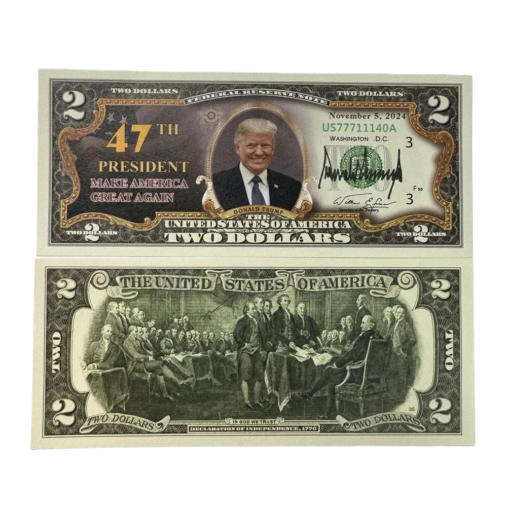 10 шт. 2024 банкноты Трампа США 2 доллара 47-я памятная банкнота бизнес-подарки