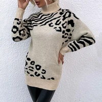 sweater women winter womens turtleneck autumn and winter 2022 high neck leopard sweater long sleeve sweaters dress top female