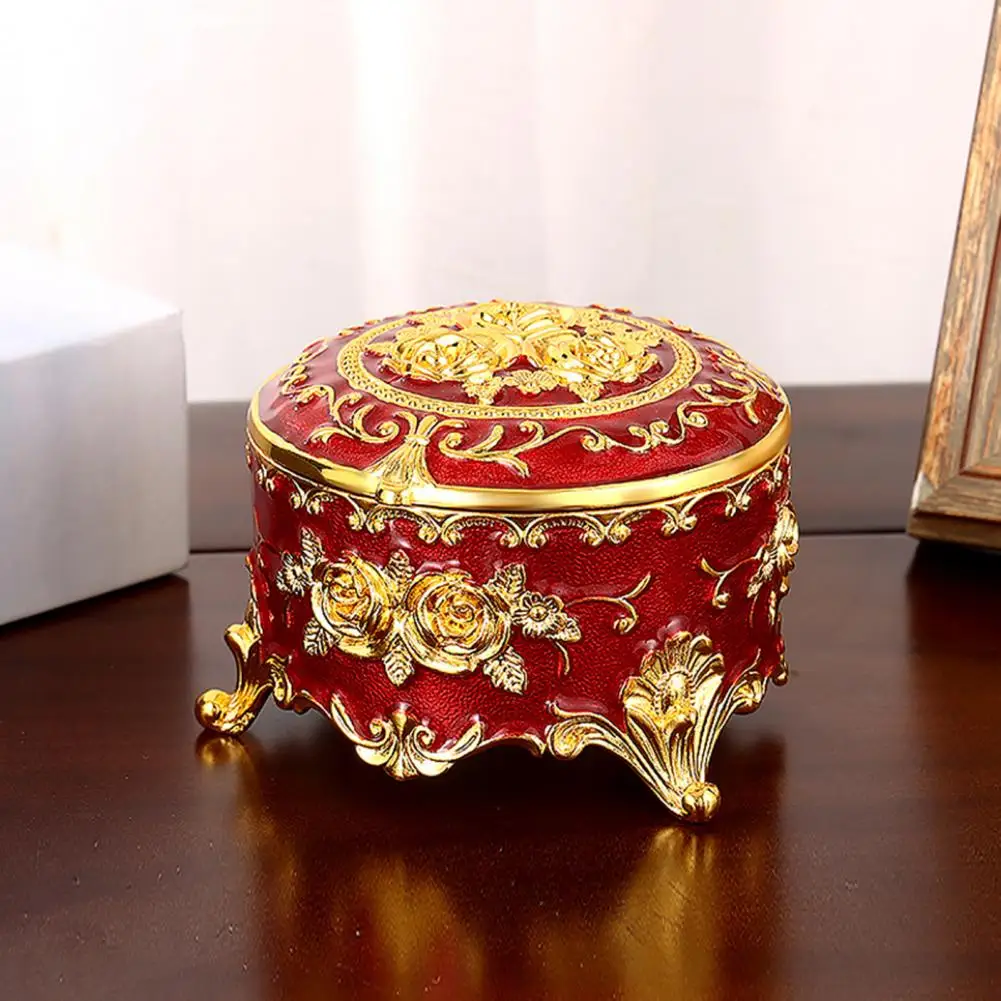 

Jewelry Box Dust-proof Anti-drop Vintage Exquisite Enameled Storage Metal European Style Jewelry Holder for Bedroom