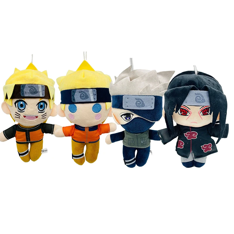 Conjunto de 4 piezas de peluche de Naruto para niño, muñeco de dibujos animados de Naruto, Uchiha Itachi Kakashi, 20cm, regalos de cumpleaños, decoración del hogar