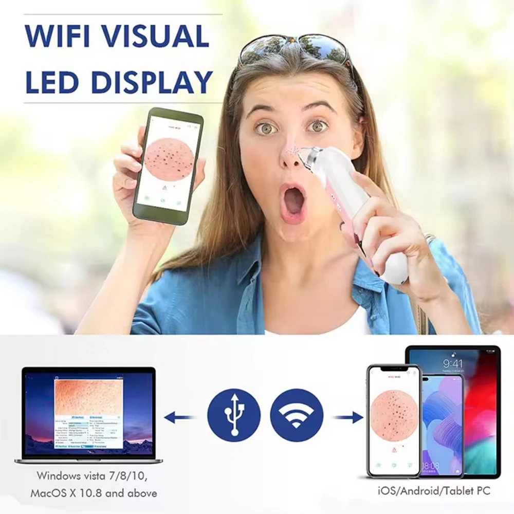 Вакуумный Очиститель пор устройство для удаления черных точек на лице 6 с камерой