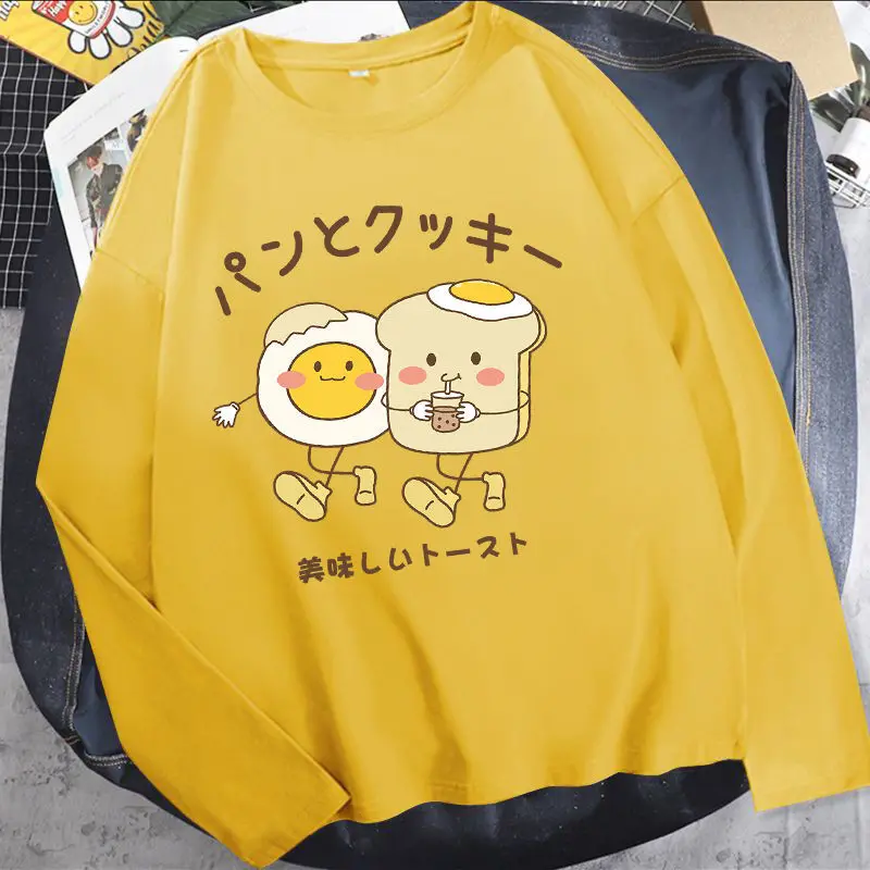 

Pure Cotton New Bottoming Shirt Top Women's All-match Large Size Long-sleeved Loose T-shirt Women Summer Tshirt Graphic Tees