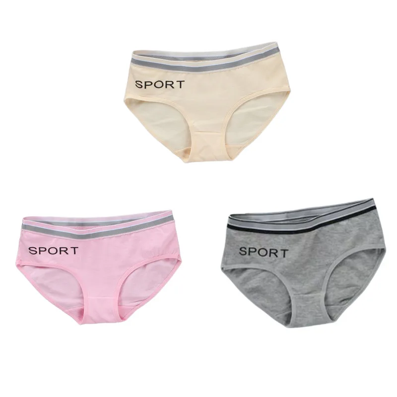 

3PCS Teenager Briefs Girls Underwear Cotton Briefs Sports Letters Breathable Briefs Pupils 8-12-14 Years