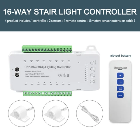 16-канальный светодиодный контроллер для лестницы, световая лента с датчиком движения, затемнясветильник освещение, умный сенсорный контроллер для освещения лестницы