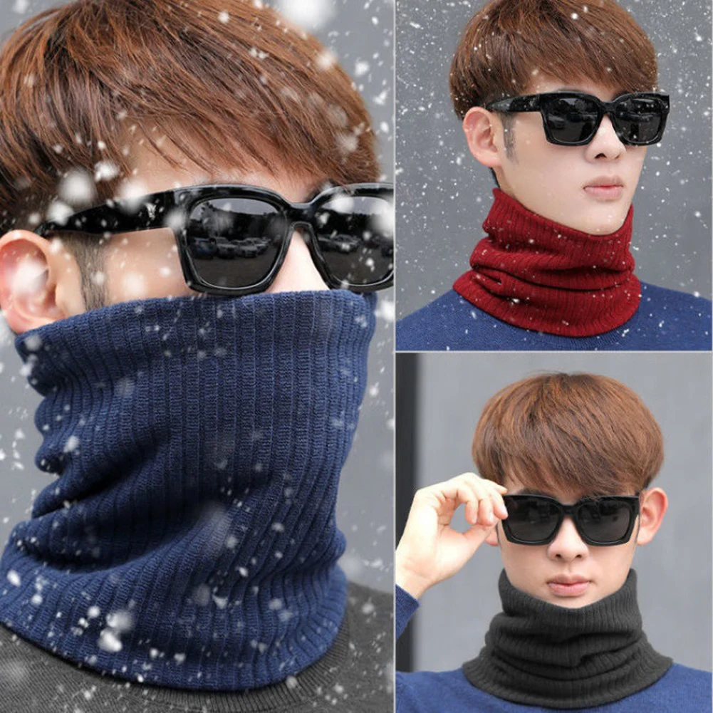 

Knitted Full Face Mask Ring Neck Scarves Mask Scarf Pullover Scarf In Autumn And Winter Solid Ring Scarf