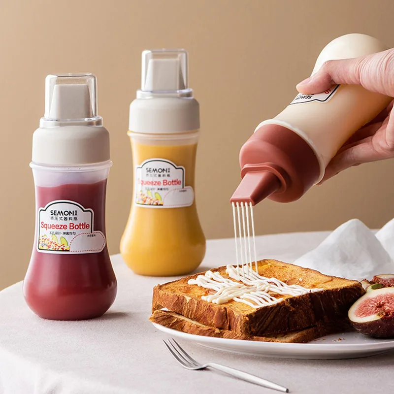

Home Seasoning Bottle Kitchen Supplies Salad Dressing Ketchup Household Plastic Squeeze Sauce Jar Squeeze Five-hole Honey Bottle