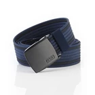 Ремень мужской парусиновый с гладкой металлической пряжкой, дизайнерский тактический пояс, утолщенный Нейлоновый, чёрный, в деловом стиле