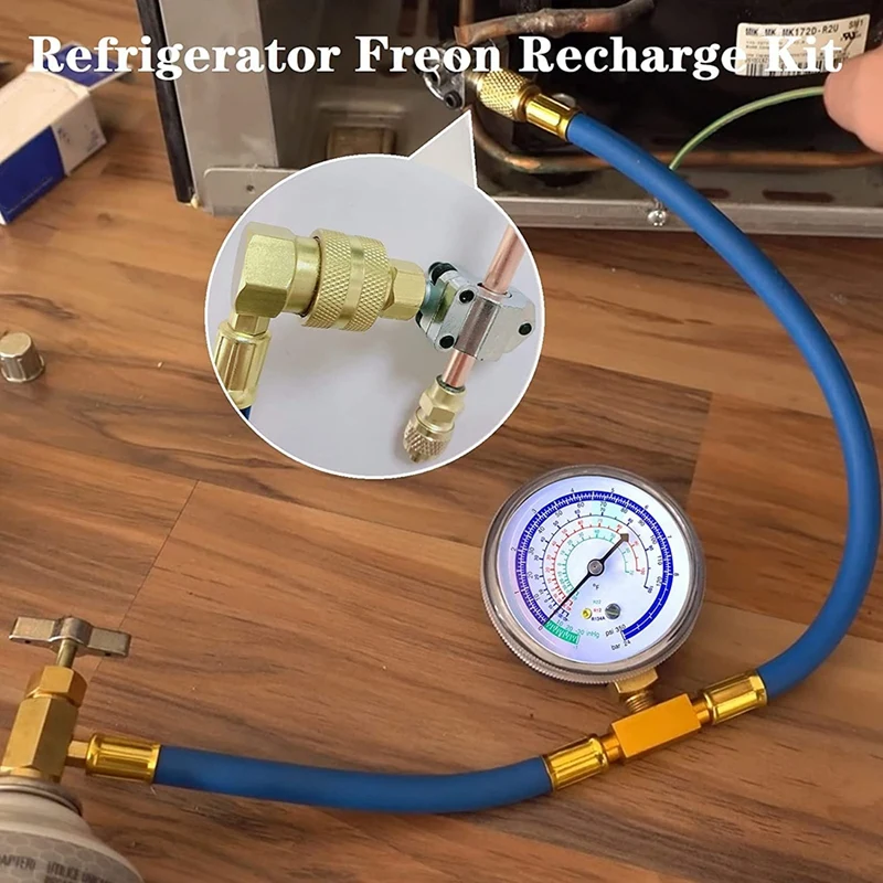 Охлаждающий шланг Freon R134A R12 R22 перезаряжаемый с манометром клапаном для пирсинга