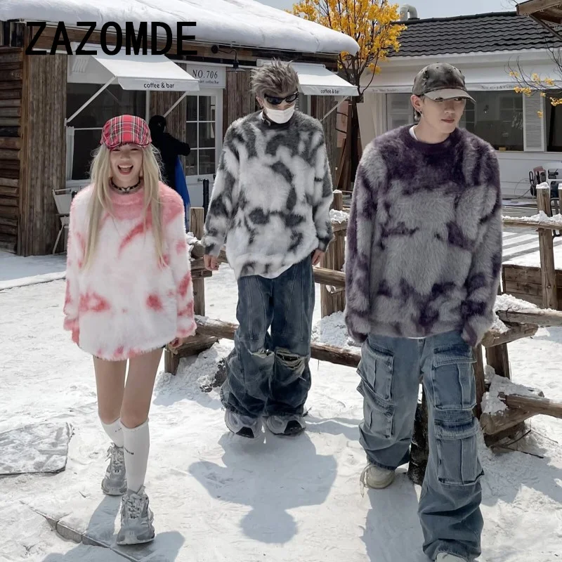 ZAZOMDE мужской повседневный осенне-зимний свитер с круглым вырезом вязаный топ в