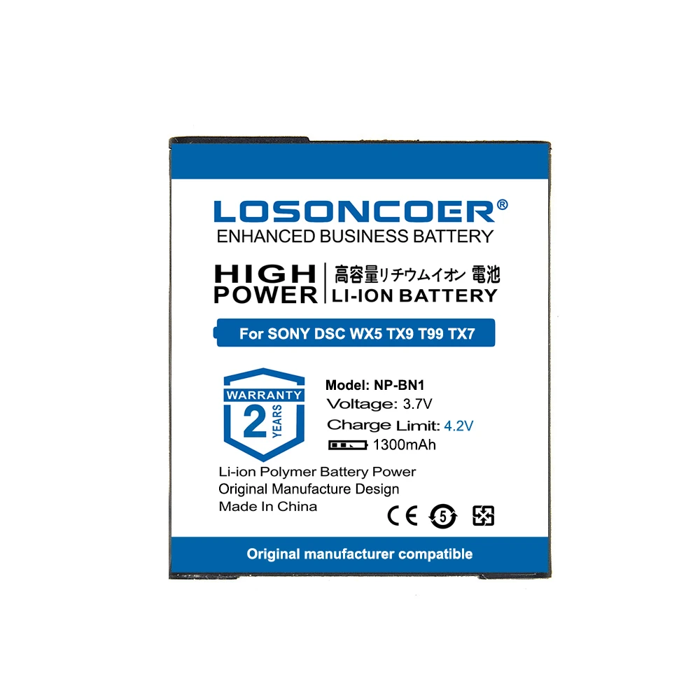 Аккумуляторная батарея NP-BN1 для SONY DSC TX30 TX55 TX66 QX100 WX5 TX9 T99 TX7 TX5 W710 W690 W670 W390 W380 W360 W350 W320