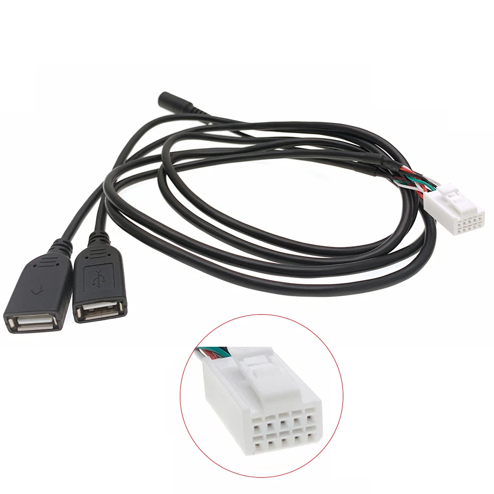 

10-контактный Автомобильный USB двойной USB с микрофоном и RCA-кабелем, адаптер для Android, радиоплеера, аксессуары для навигации
