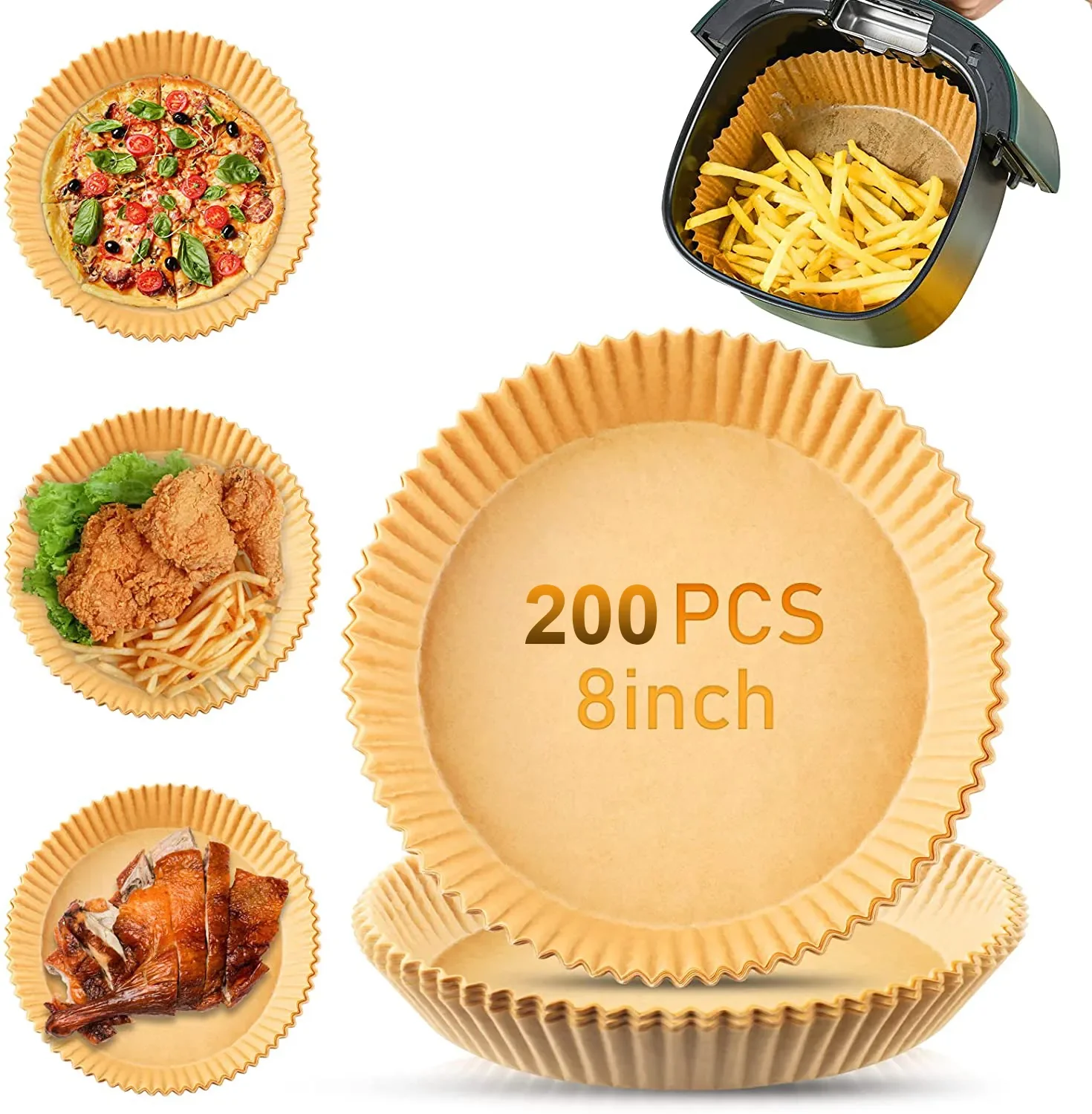 

Fryer Paper Microwave Oil Absorbing Paper 200PCS Kitchen Air Fryer Oil Paper Oven Paper Disposable Kitchen Baking paper