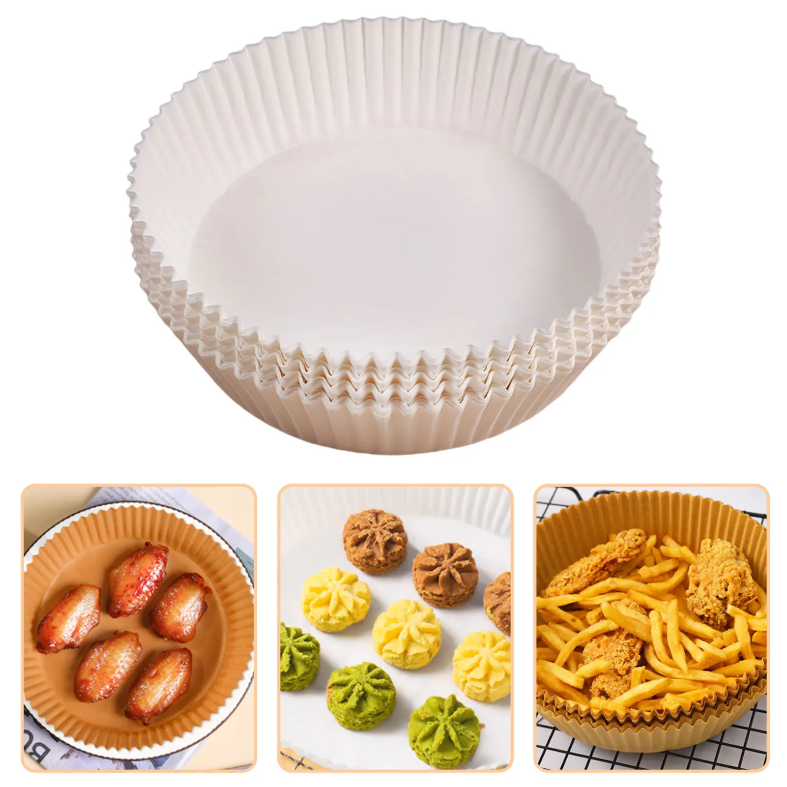 

50pcs 16cm Air Fryer Disposable Paper Parchment Wood Pulp Steamer Baking Paper for Air Fryer Cheesecake Air Fryer Accessories