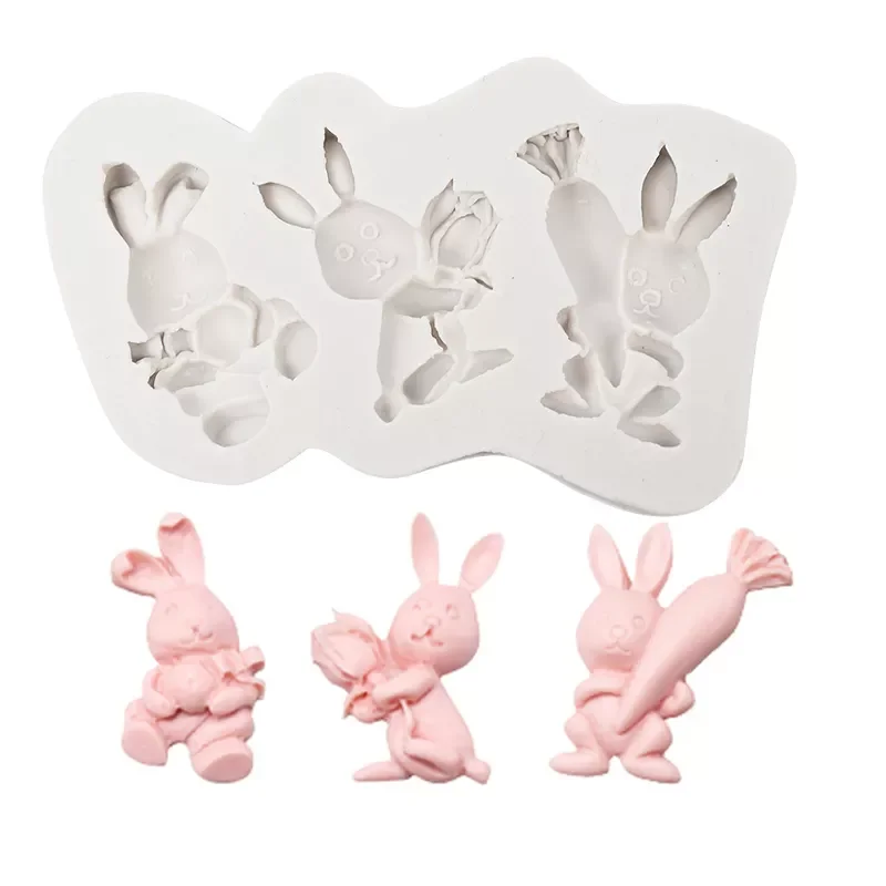 

New in Easter Cookie Mold Silicone Biscuit Cutter Cute Bunny Rabbit Egg Mould Easter Party Chocolate Fondant Cake Decorating Too