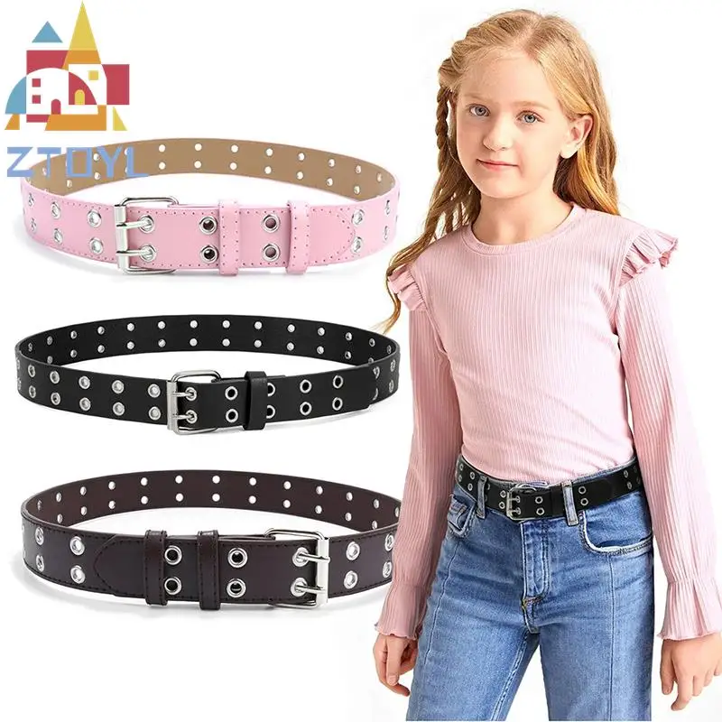 

Fashion Children Kids Solid Color Belt Unisex Hollow Out Small Holes Belts Boys Girls Faux Leather pants Belt Adjustable