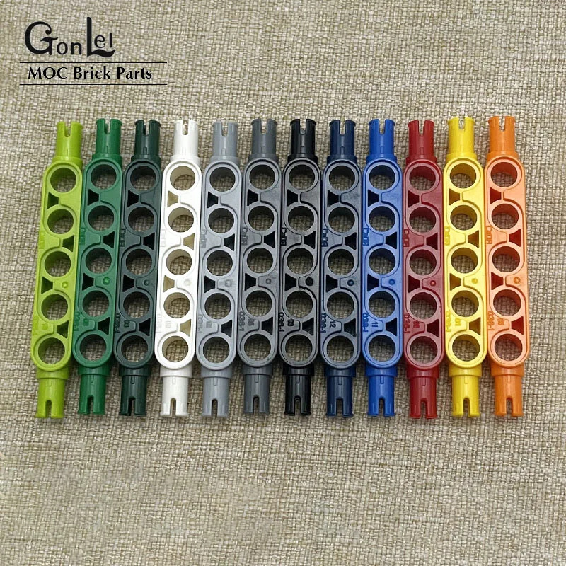 

10Pcs/lot Technical Beam Special Bricks 1x5 Thick with 2 Friction Ridges Pins Connectors MOC Building Blocks DIY Toys fit 32316