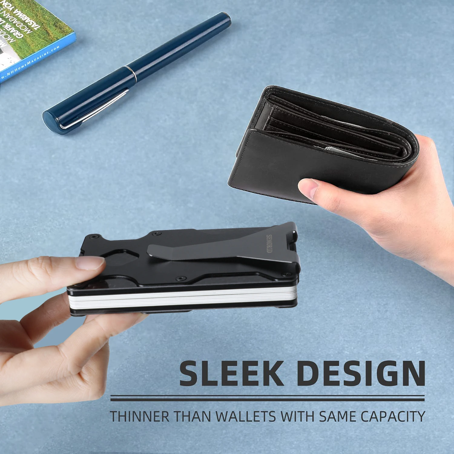 2022 New Man wallet MIni Carbon Fiber Wallet Smart Credit Card Holder RFID Blocking Men Slim And Thin Money Bag |
