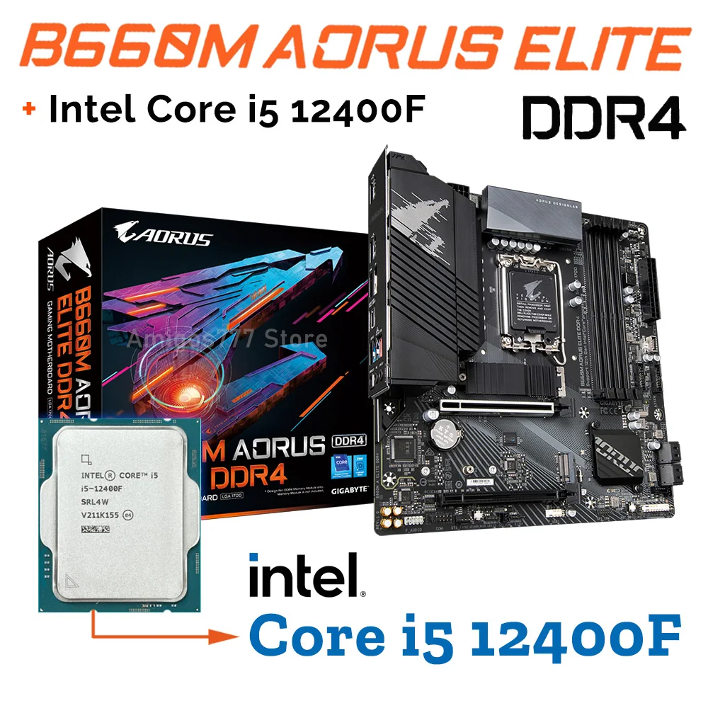 

LGA1700 Gigabyte B660M AORUS ELITE DDR4 Motherboard + Intel core i5 12400F CPU kit DDR4 128GB 5333MHz PCI-E 4.0 Desktop New