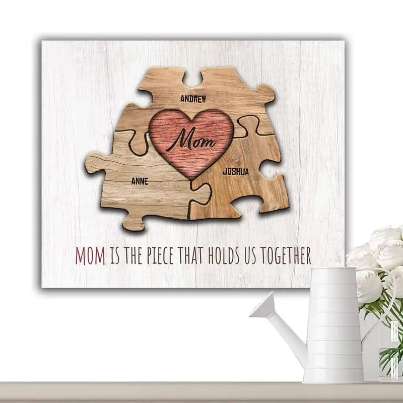 

Personalized Wooden Heart Puzzle For Mother'S Day From Daughter And Son Custom Name Puzzle Parent-Child Wood Puzzle For Dad