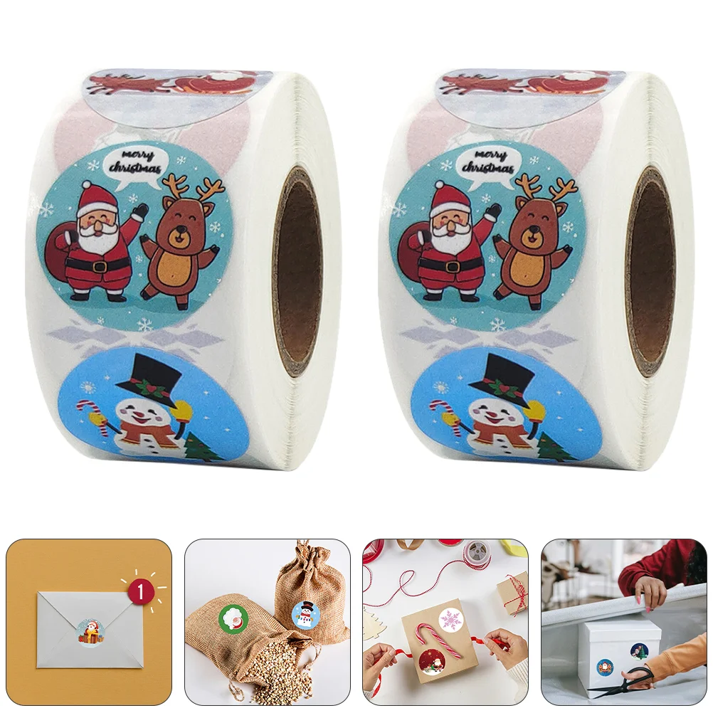 

2 Rolls Invitation Self-Adhesive Christmas Decals Christmas Stickers Seal Sticker