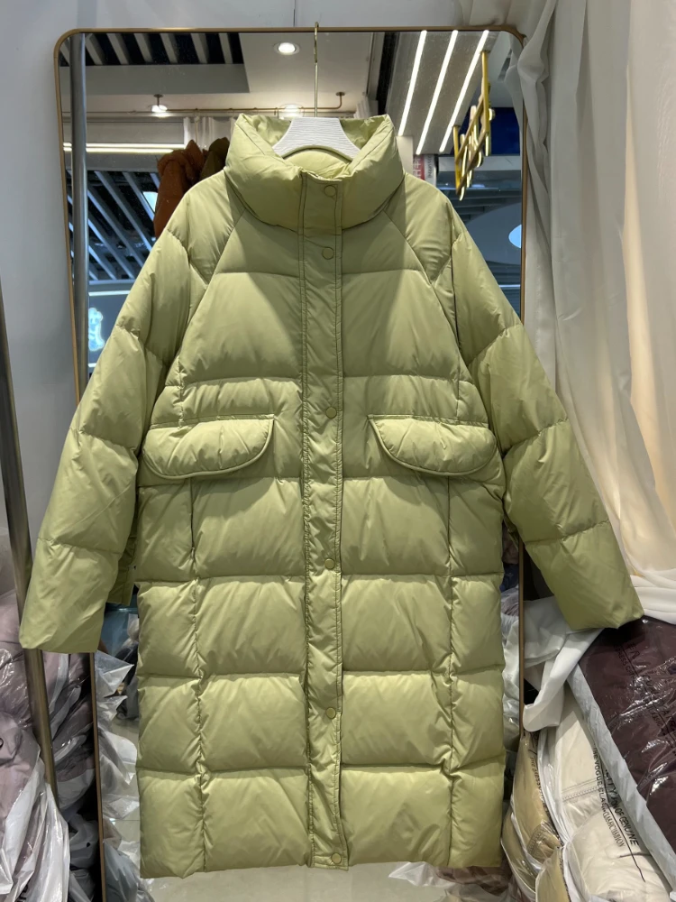 

Fitaylor, новинка, Осень-зима, Женский Повседневный длинный пуховик с воротником-стойкой, Дамская уличная куртка на 90% белом утином пуху, зимняя верхняя одежда