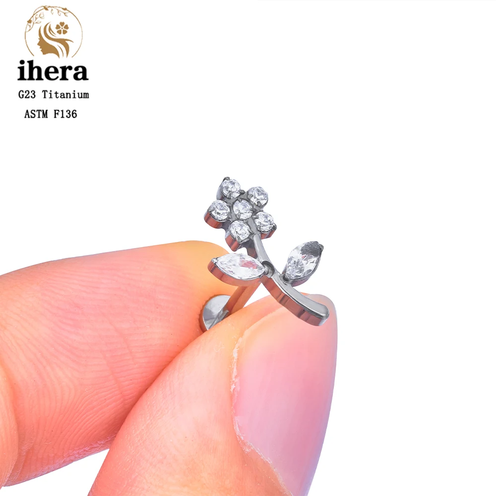 Серьги-гвоздики для пирсинга с фианитом