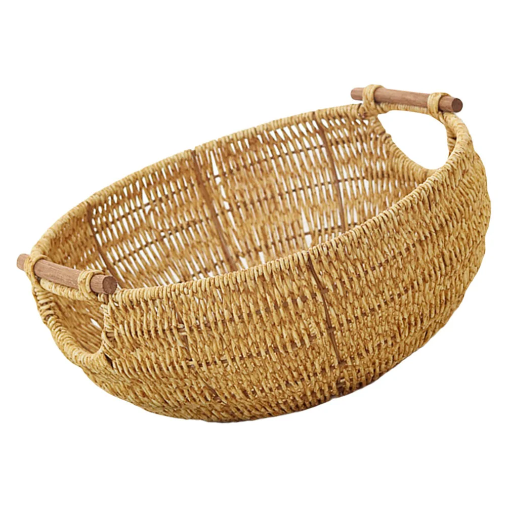 

Egg Basket Knitting Kids Snack Containers Large Woven Round Baskets Organizing Storage Manual Imitation Rattan Bread