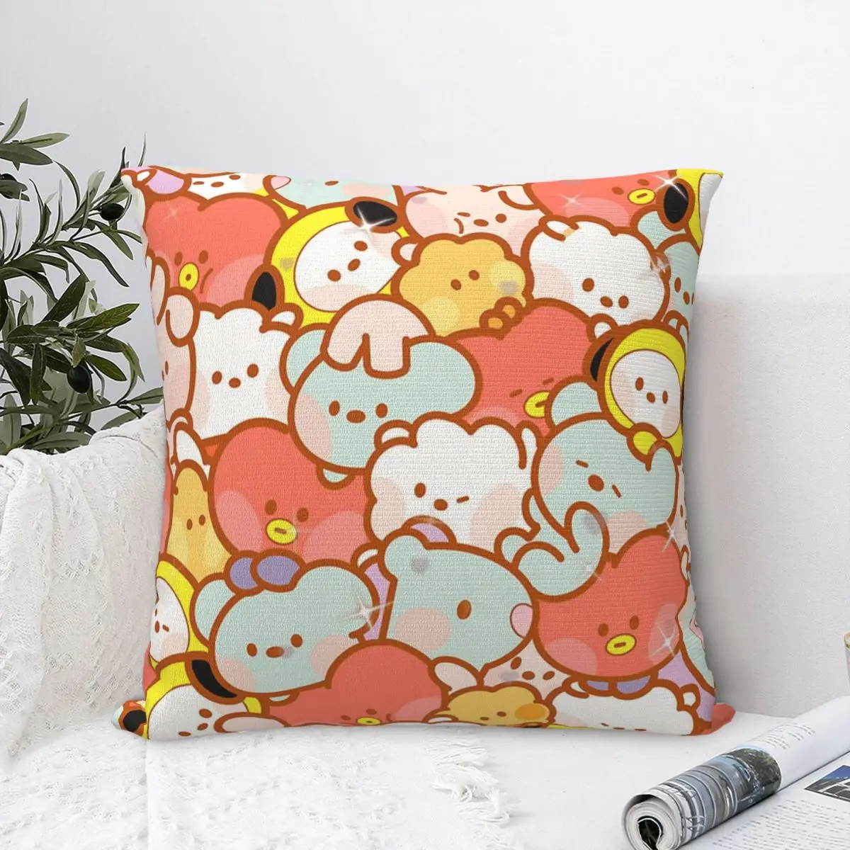 

Baby BT21 Pattern Square Pillowcase Cushion Cover Comfort Pillow Case Polyester Throw Pillow cover For Home Bedroom Car