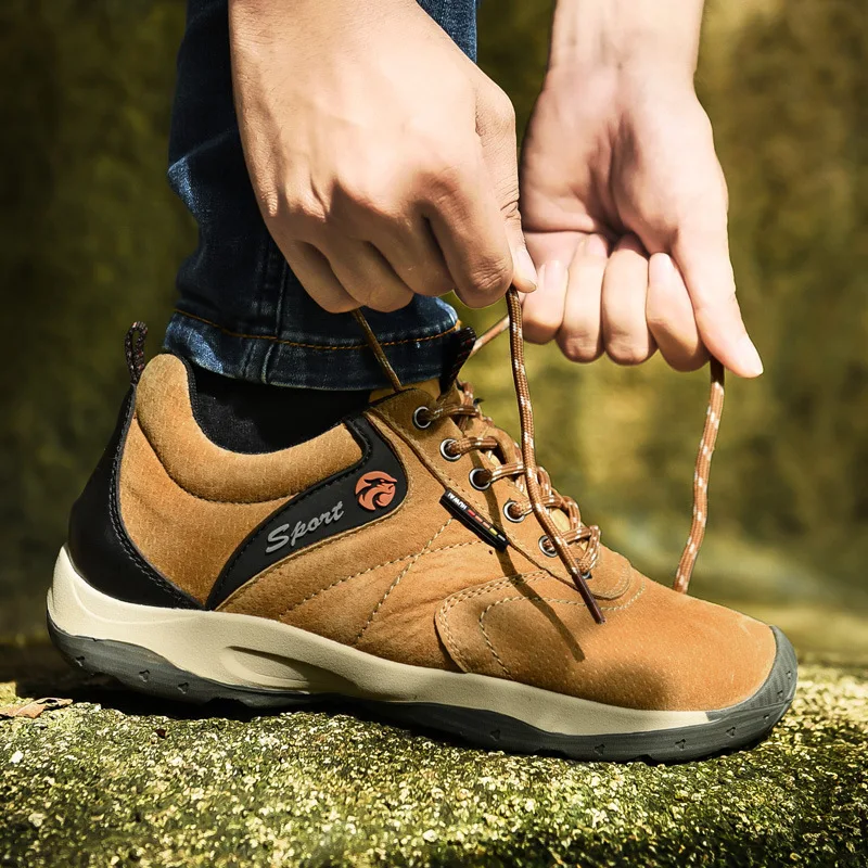 SALUDAS Hiking Shoes for Men Outdoor Camping Climbing Boots Common/plus Fur Model Hunting Trekking Shoes Work Sneakers Male