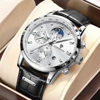 lige chronograph mens watches top brand luxury casual leather quartz clock male sport waterproof watch men relogio masculinobox