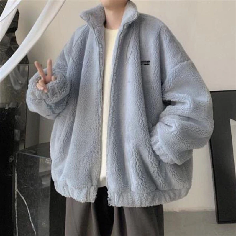 Winter Warm Coats for Men Leisure Lamb Wool Outerwear Male Loose Zipper Padded Jacket Chic 2022 Trendy Men's Clothing