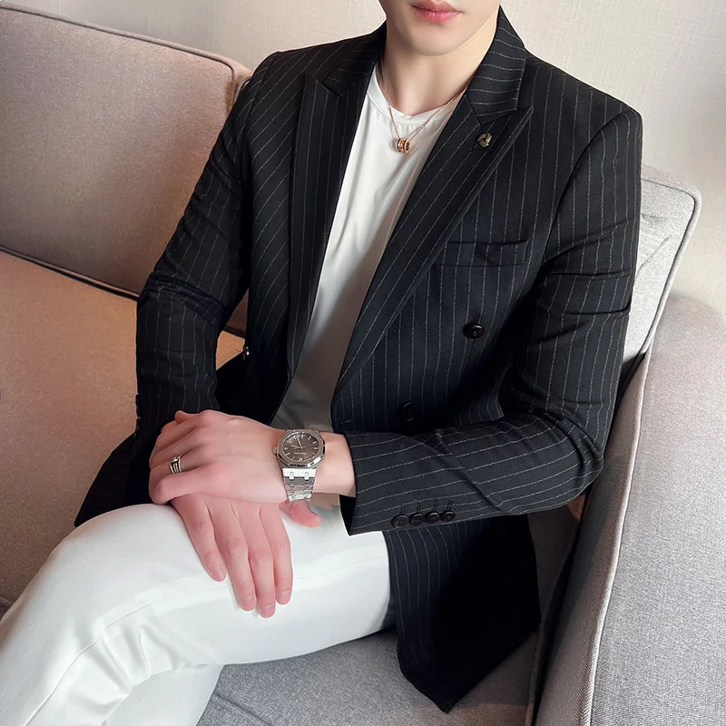 

2022 New High-Quality Goods Cotton Grooms Best Fashion Stripe Color Mens Suit Blazer / Male Formal Business Suit Jackets
