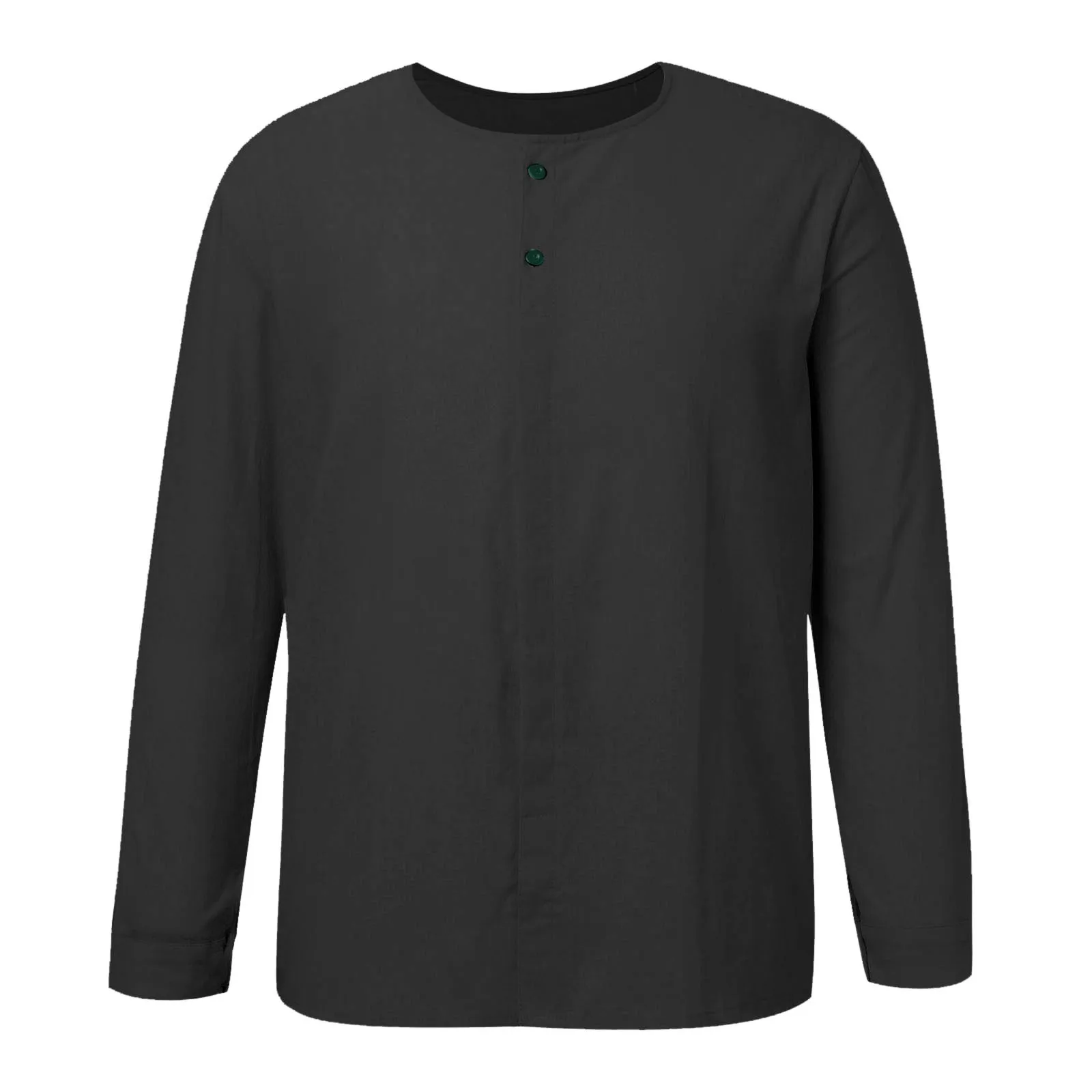 Футболка мужская с длинным рукавом хлопок и лен Повседневная тенниска на