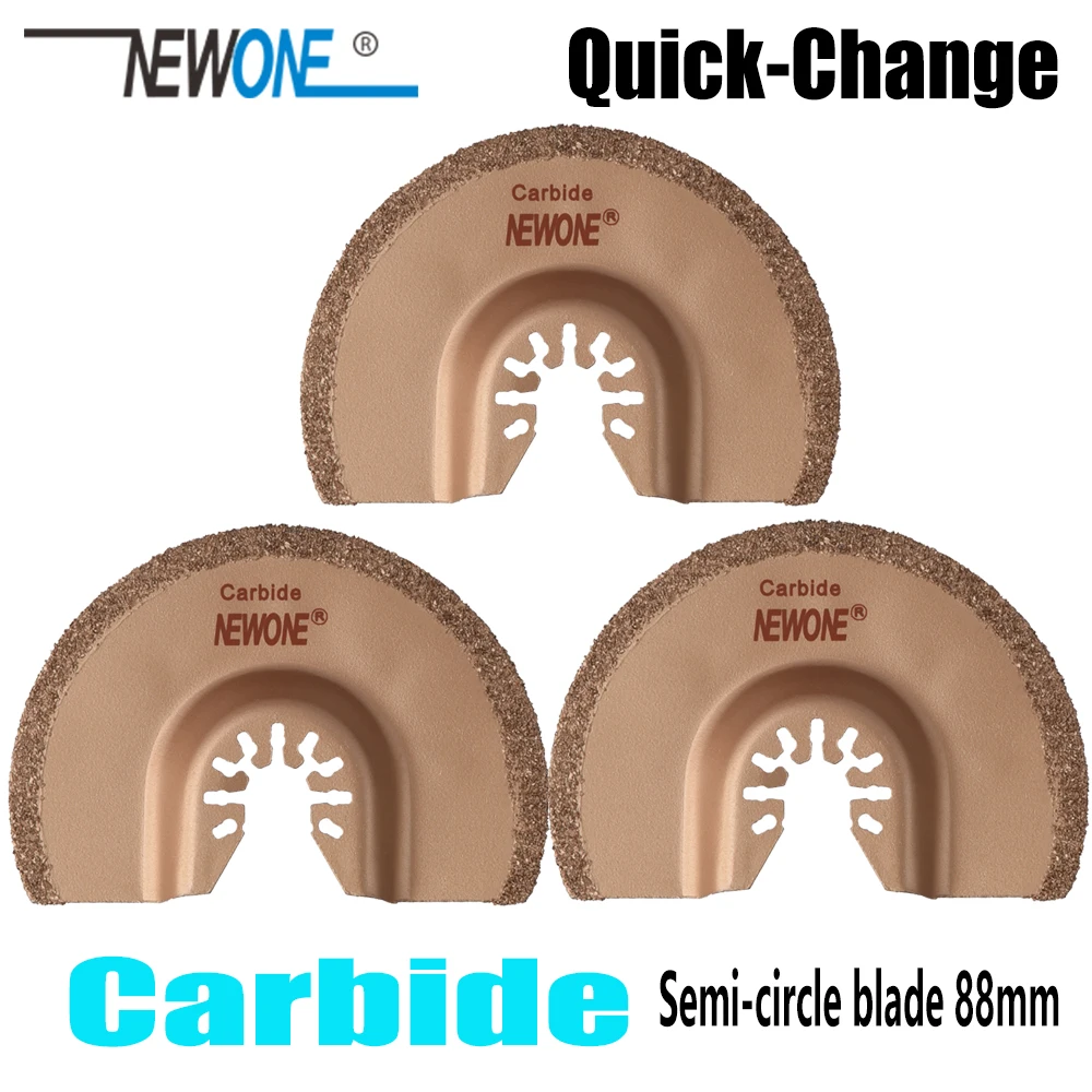 

NEWONE Carbide Coated Semi Circle 88mm Quick Change/Release Oscillating Tools Saw Blades Multi-tool saw blades for tile concrete