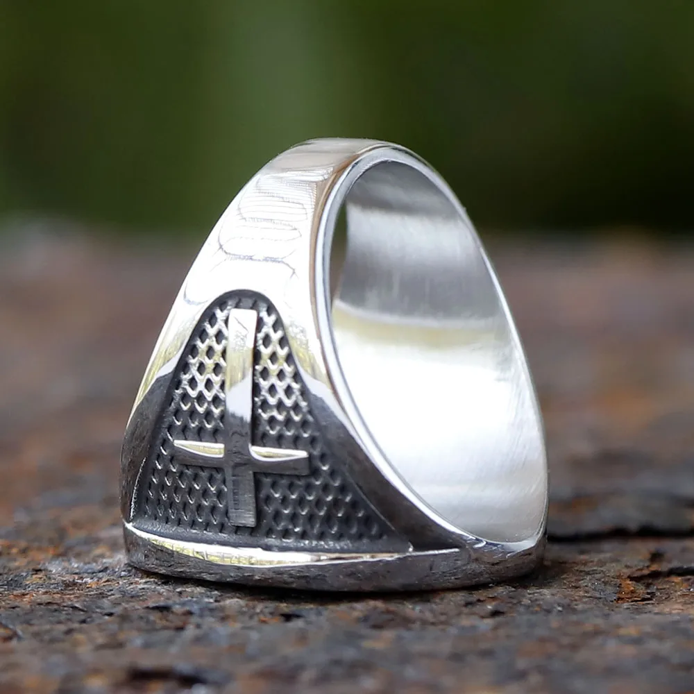 Световод Классическое золотое кольцо из нержавеющей стали 316L с крестом Святого