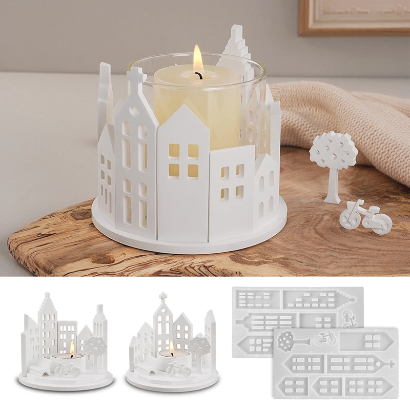 House Epoxy Silicone Mold Round Concrete Plaster Tea Light Candle Holder Desktop Suitable For Home Decoration