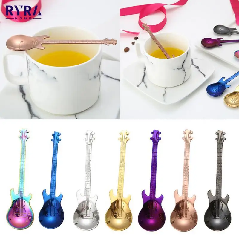 

1pcs Guitar Shape Coffee Spoon Stainless Steel Dessert Ice Cream Spoon Tea Spoon Coffee Accessories Flatware Drinking Tools
