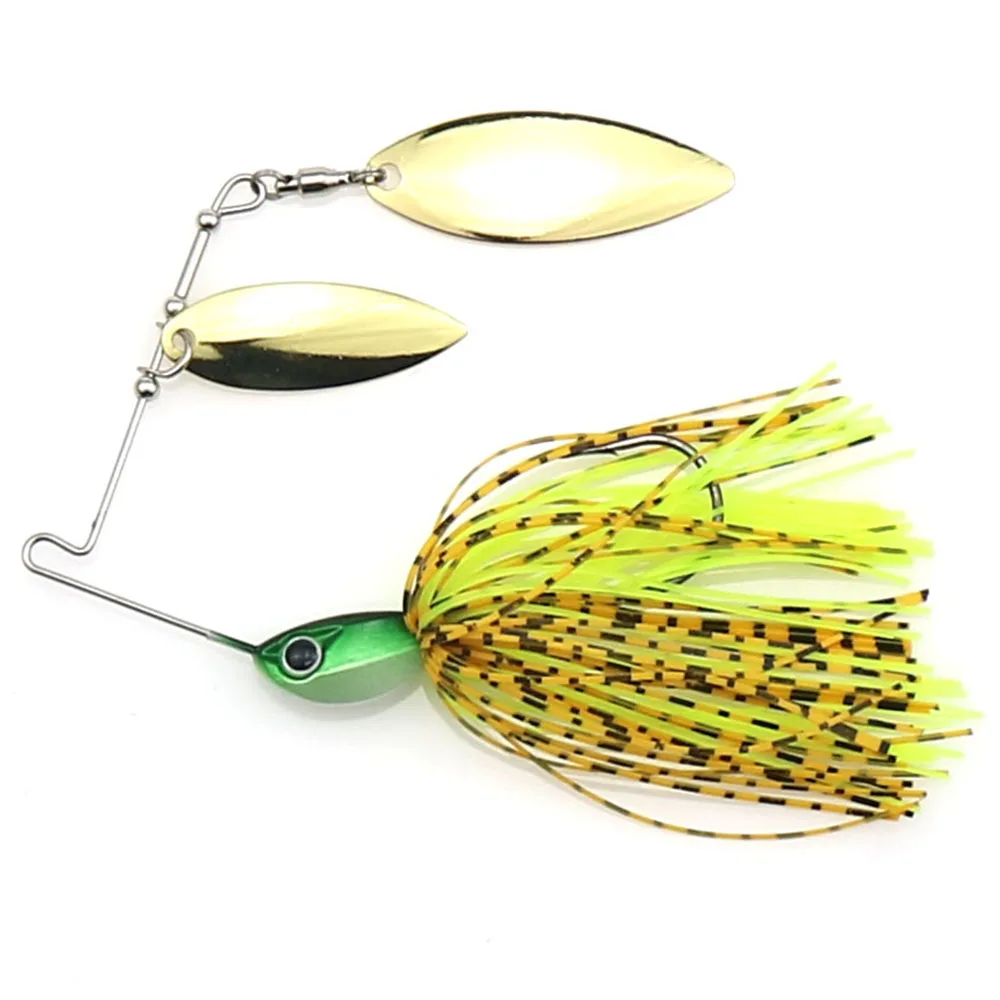 

Fishing Lure Metal jig Spoon SpinnerBait 5g 7g 10g Double Metal Willow Blades Silicone Skirt Spinner Lure Bait